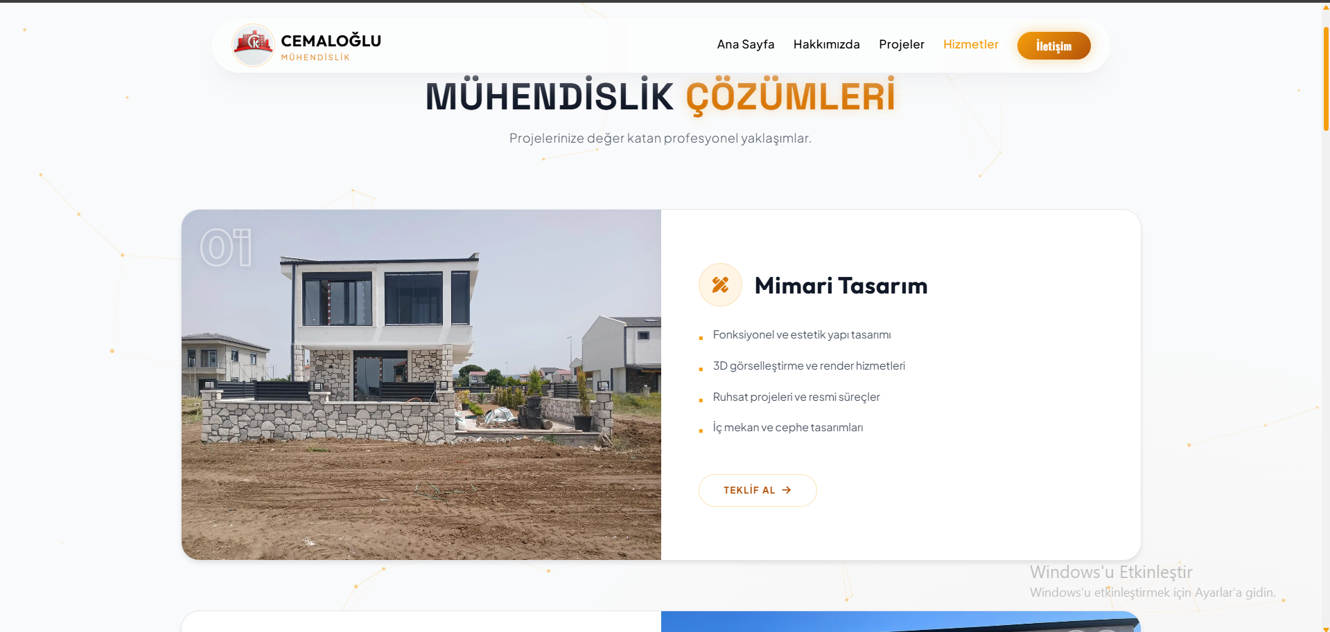 Cemaloğlu Mühendislik İletişim Sayfası